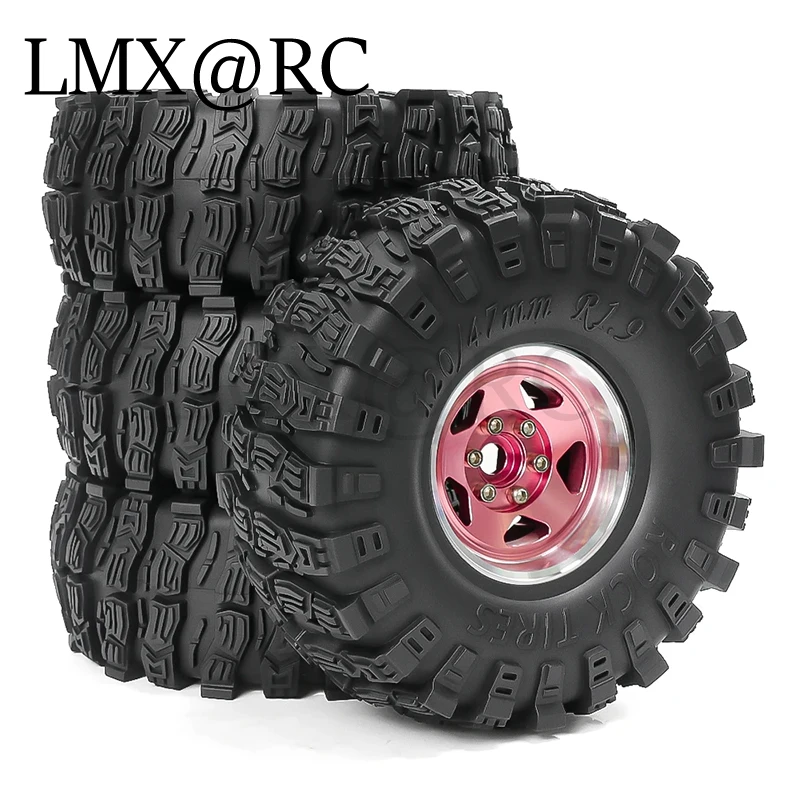 LMX 4 個 120 ミリメートル 1.9 "メタルビードロックホイールリムゴムタイヤセット 1/10 RC クローラー車トラクサス TRX4 RC4WD D90 D110 アキシャル SCX10 MST 用