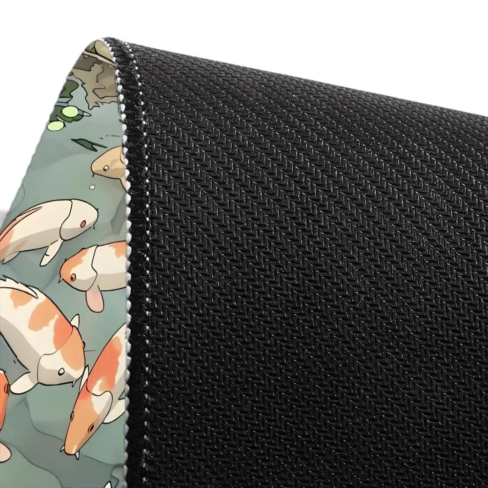 Cute Cartoon Cat Fish Mouse Pad Green Large Computer Keyboard Pad Natural Rubber Anti-Slip Pad Perfect Gift for Girlfriend Women