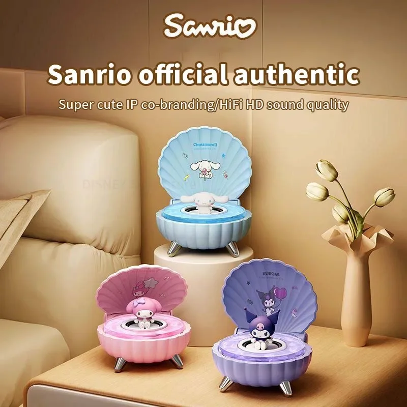 Sanrio K39 Kuromi Bluetooth Speakers Kawaii Cinnamoroll Shell Series Wireless Portable Night Light Speakers Anime Girl Gifts