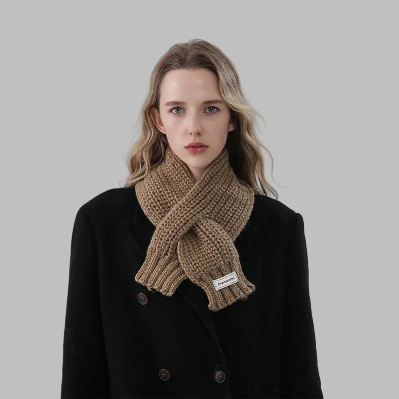 

Fashion Solid Split Scarf Women Winter Warm Knitted Classic Short Scarves Wrap Lady Adults Scarf Neck Cover Xmas New Year Gift