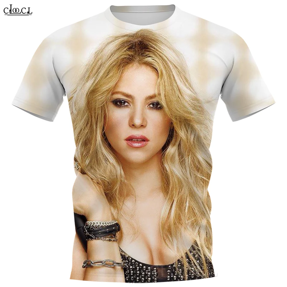 CLOOCL-T-shirt à Manches Courtes pour Homme et Femme, Vêtement Décontracté, Col Rond, à la Mode, Confortable, avec Impression 3D de Chanteur Shakira