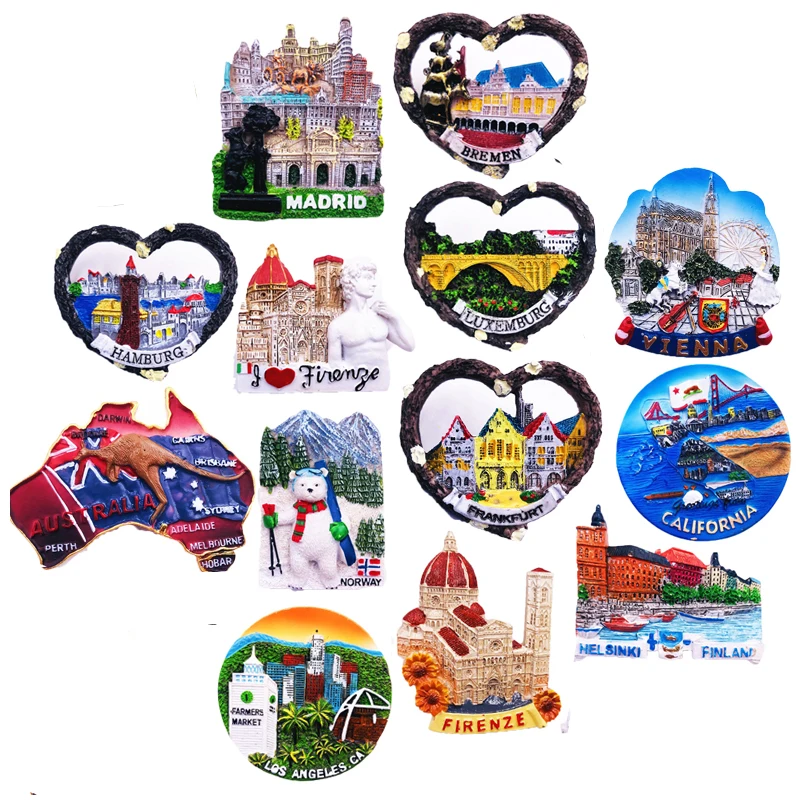 World Country Fridge Magnet Souvenir Italy Spain Germany Luxembourg Magnetic Magnets for The Refrigerator Decor Resin Handicraft