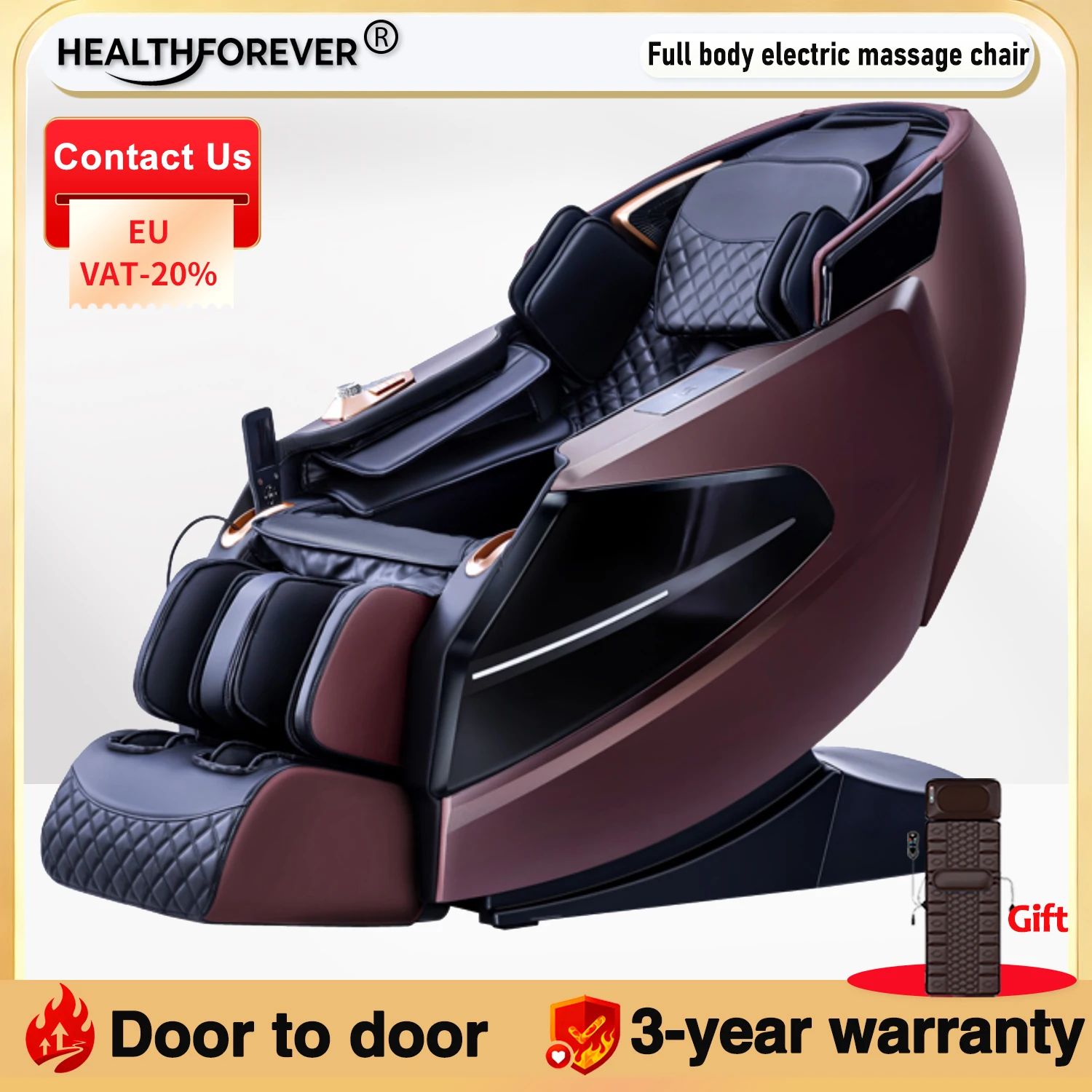 4d massage chair zero gravity with full body scan AI Smart  with 145cm SL Track Bluetooth Speaker and Heating Airbag Massage Sof