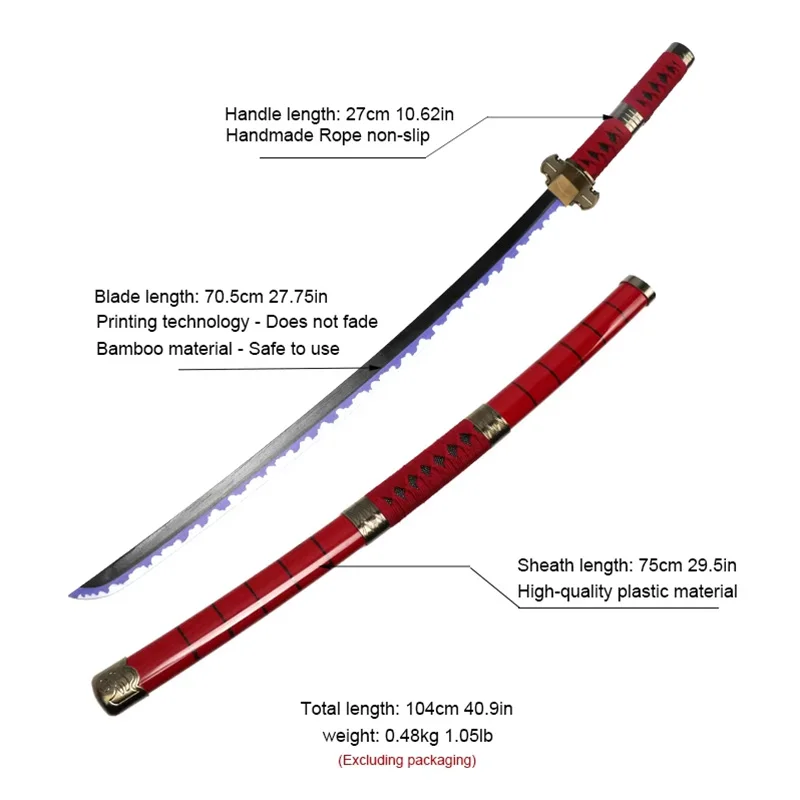 41 "Hand Made Roronoa Zoro Katana Anime Cosplay Zwaard Bamboe Hout Yubashiri Zwaard Kitetsu Wado Ichimonji Voor Collector