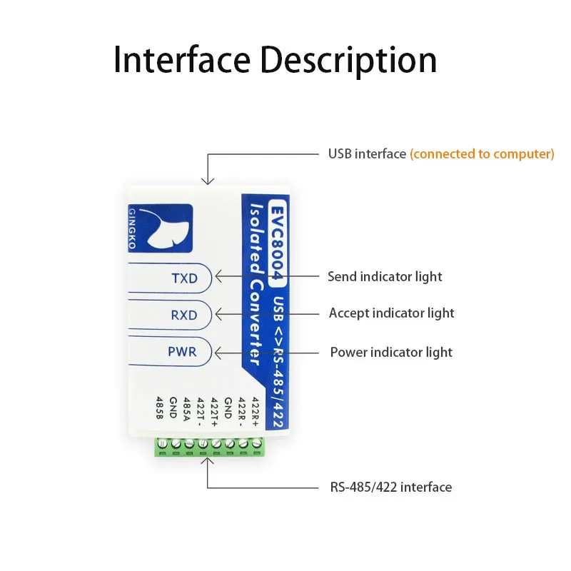 EVC8004 USB to RS485 422 serial interface converter magnetic coupling isolator module CH340E