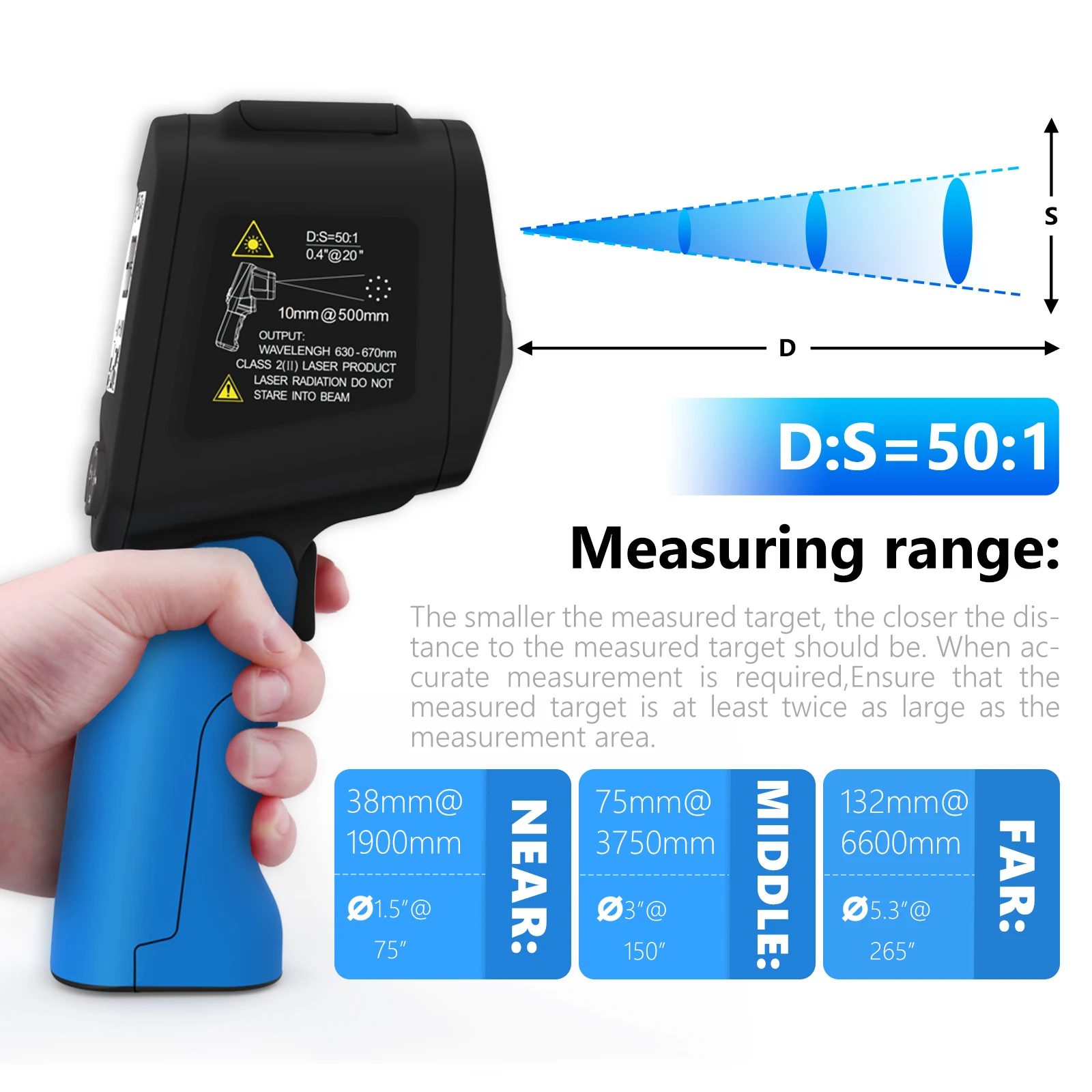 HP-1880 Infrared Thermometer - Non-Contact Hand Hold Digital Temperature Gun With Adjustable Emissivity And Dual Laser Targeting