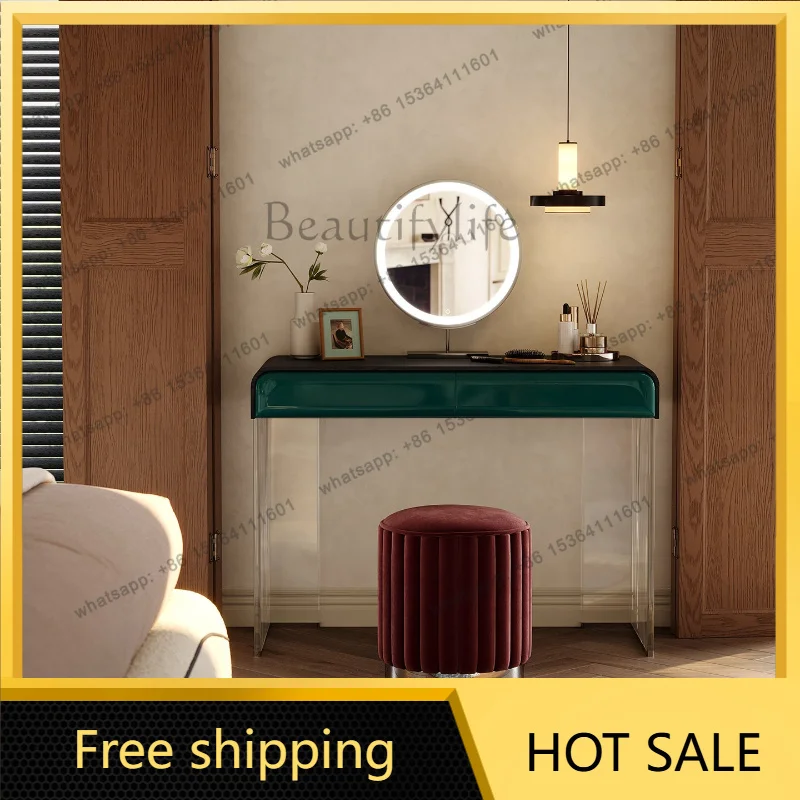 Retro solid wood dresser bedroom Italian light luxury master bedroom simple small apartment makeup table