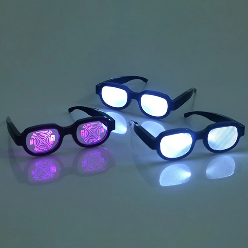 SO&EI LED Luminous Glasses Vintage Punk Men Women Festival Party KTV Bar Colorful Light Up Glasses Rechargeable Square Eyewear