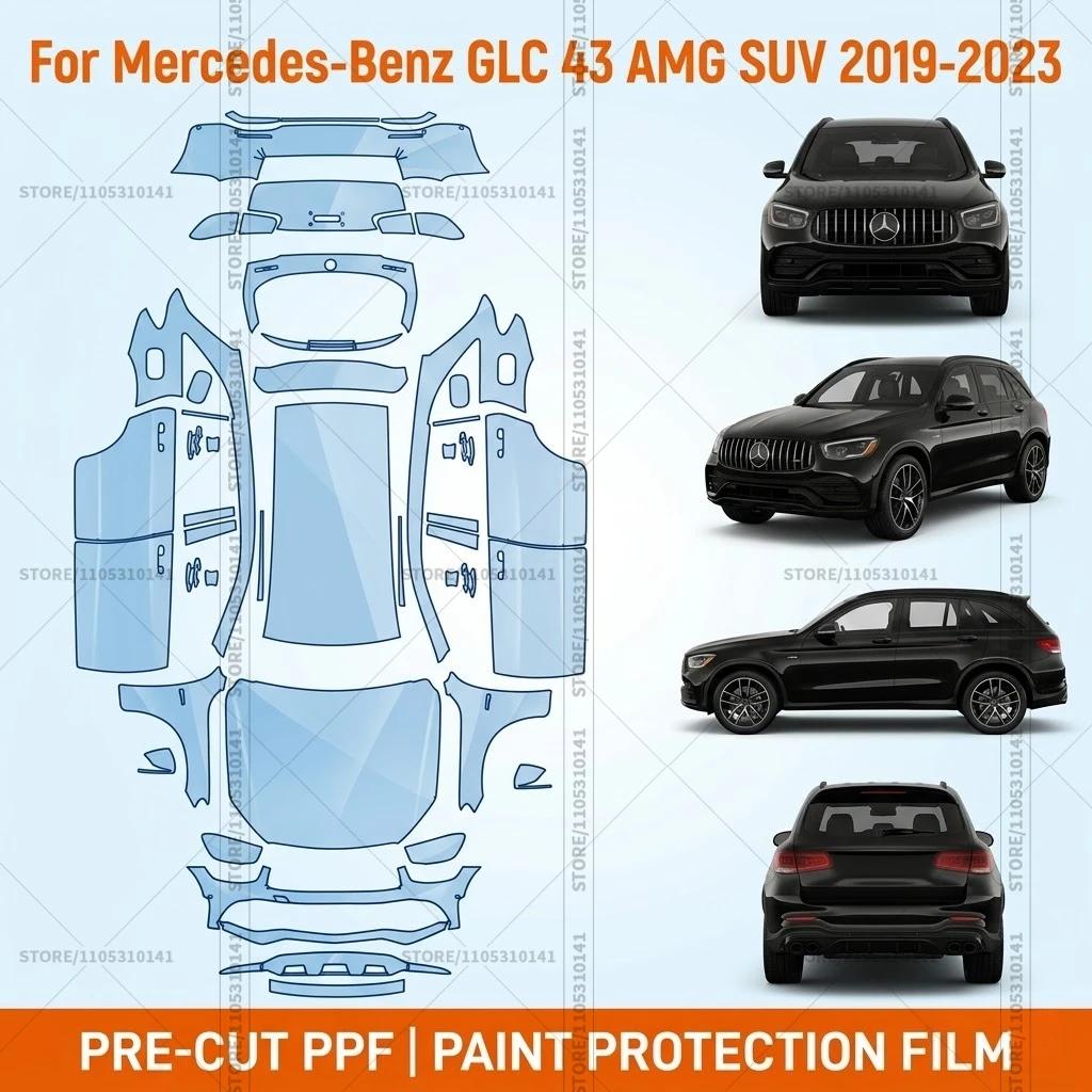 

Pre-Cut Paint Protection Film PPF Transparent Bumper Protector Automotive Bar Car Film For Mercedes-Benz GLC 43 AMG SUV2019-2023