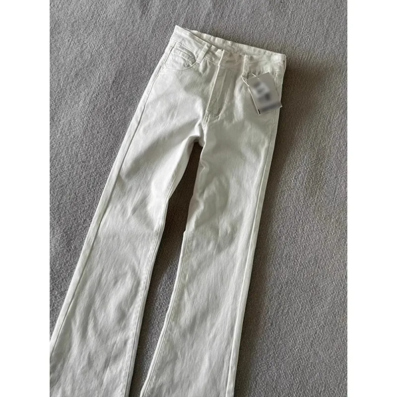 

White Le Blade Flared Jeans Men's American High Street Tall Straight Leg Jeans CleanFit Slimming Jeans Youth Trendy Jeans