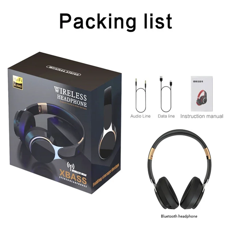 07S Wireless Headphones Foldable Adjustable Stereo Gaming Earphone Bluetooth+TF Play+3.5mm AUX 3 Modes HIFI Heavy Bass Headsets