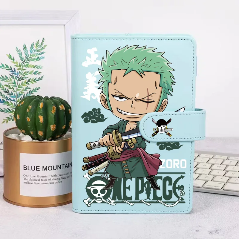 Anime One Piece Monkey D. Luffy Ledger Bonito Q Versão Roronoa Zoro Pasta de caderno náutico com presentes de núcleo interno substituível