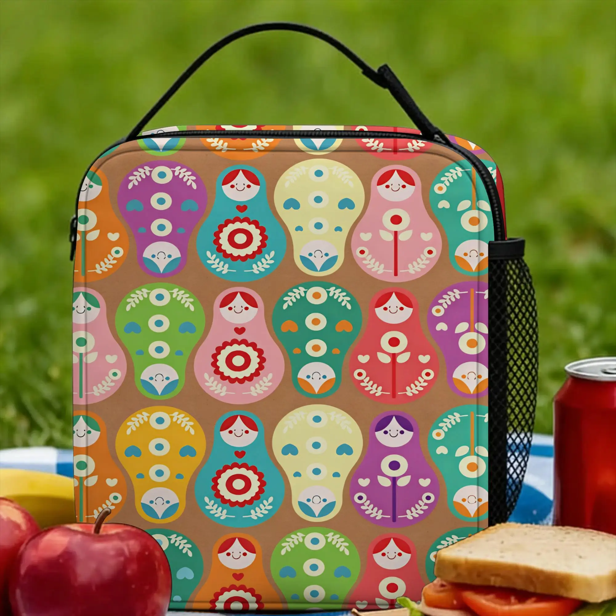 

Russian Doll Lunch Bag For Child Custom Lunch Box Cute Office Cooler Bag Convenient Oxford Thermal Lunch Bags