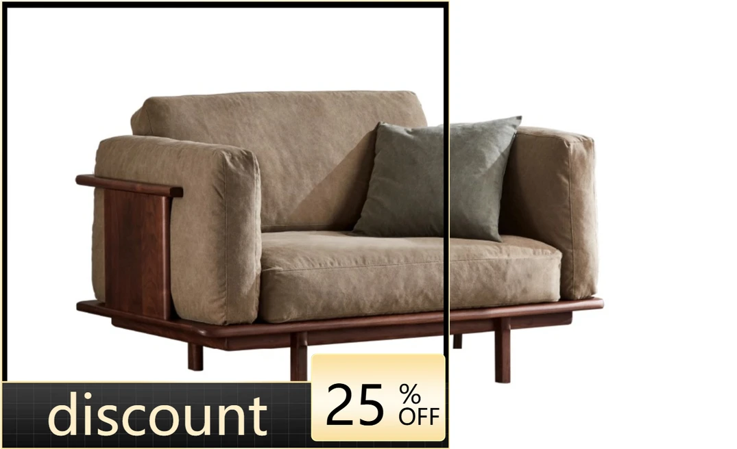 

LMM solid wood small apartment modern simple living room Nordic three-person leisure sofa chair