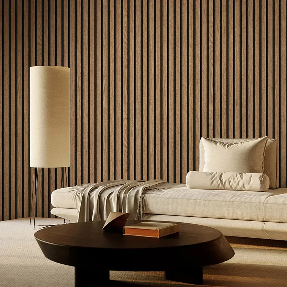 Imagem -02 - Pvc Waterproof Wood Stripe Wallpaper 3d Rolo de Papel de Parede Sala de Estar Loja Vestuário Loja Vintage Faux Panel