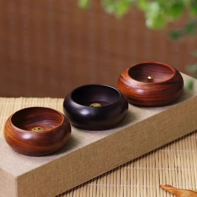 Solid Wood Incense Holder Bowl Shape Ash Catcher Incense Burner For Stick Incense Meditation Yoga Living Room Tea House