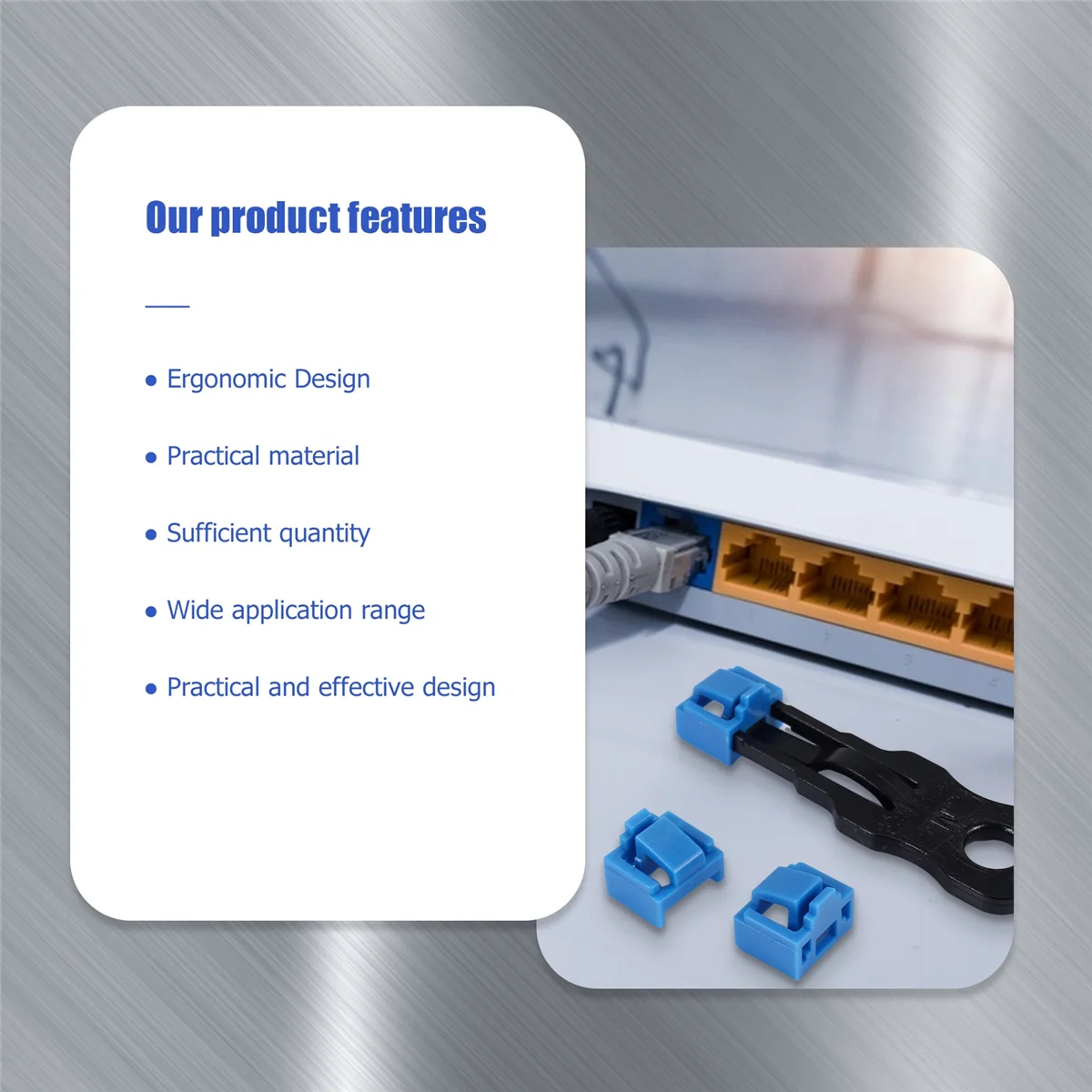 Anti Dust Cover para Ethernet LAN, Plug Cap, Blockout Protector, Proprietário Bloqueio e Chave, Blue Porta RJ45, 100PCs