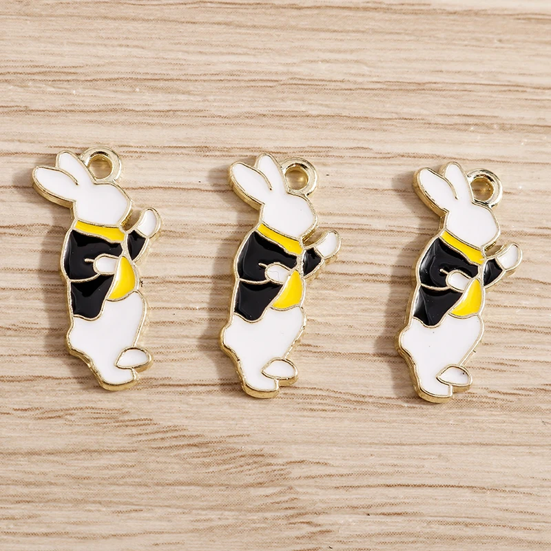 Tusember 20 Stück Niedliche Cartoon-Themen Emaille Anime Mr. Rabbit Anhänger für DIY Ohrringe, Armbänder, Halsketten, Schmuckherstellung, Bastelzubehör – Detail 6