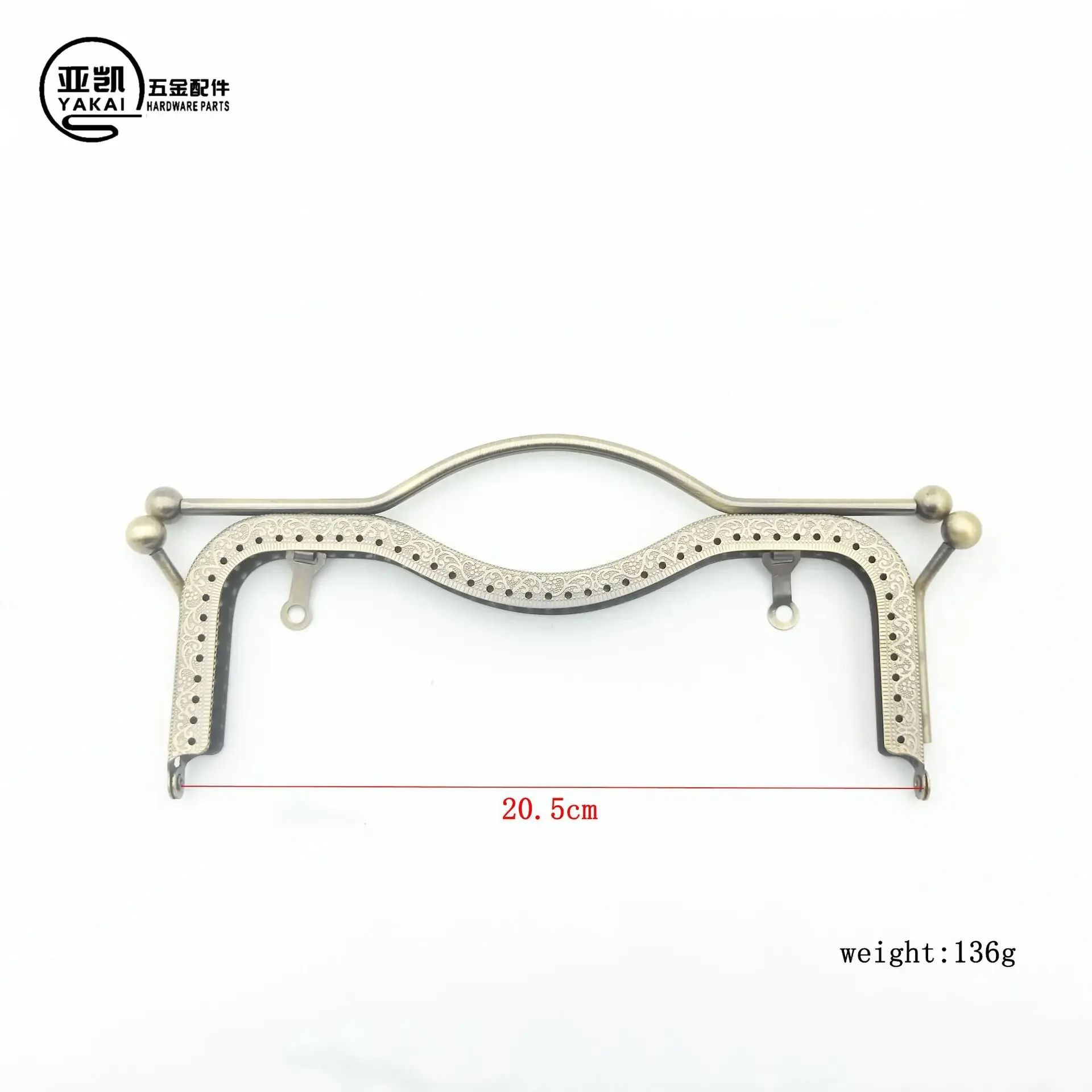 20.5CM Concave Rectangle Retro Metal Handle Clutch Bag Kiss Clasp Lock Purse Frame For Bag Handbag Craft Bag Sew Accessories