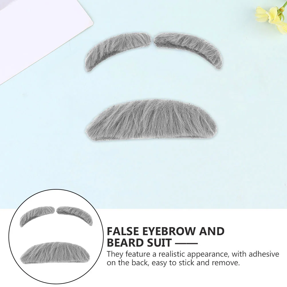 4 Sets Artificial Fake Beard Eyebrows Props Decor Men Apparel Mustache for Party Kit Self-adhesive Bread Aldult Accessories