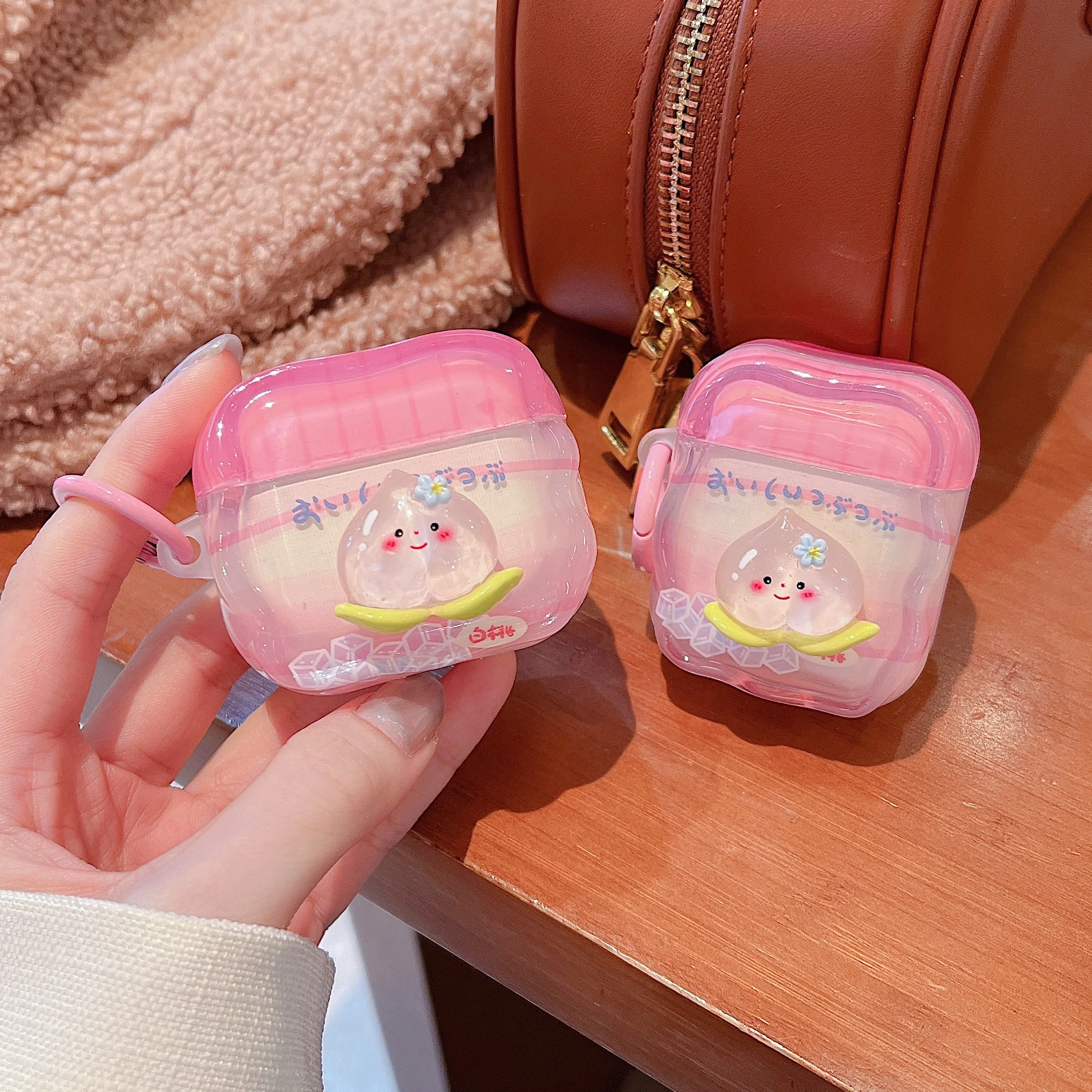 

Cute 3D White Peach Earphone Case for Apple Airpods Pro 2 3 4 Cover Silicone Headphone Cases for Airpod Pro3 Headset Funda