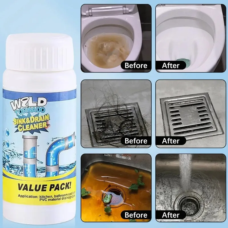 110g Powerful Sink Drain Cleaners Portable Powder Cleaning Tool Super Clog Remover Powder Agent for Kitchen Toilet Pipe Dredging view 3
