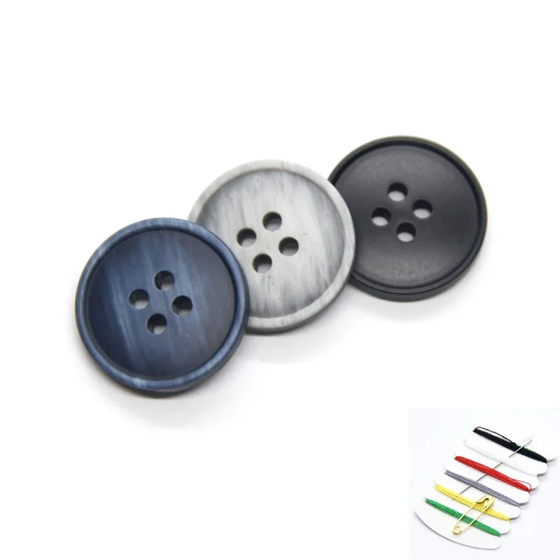 15/20mm Gradient Black Resin Coat Buttons For Clothes Sweaters Suit Fancy Decor 4 Holes Handmade DIY Accessories Wholesale