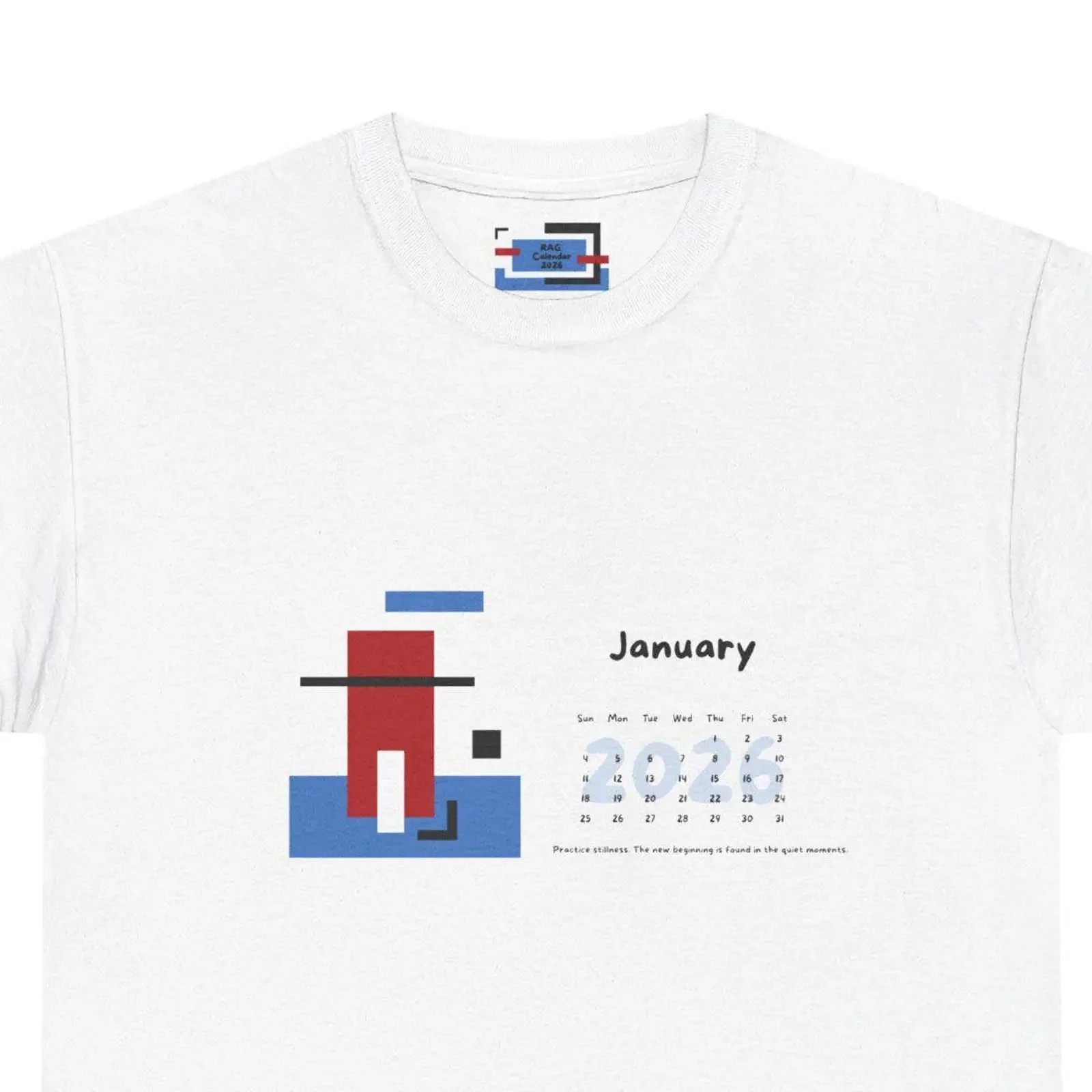 Personalized 2026 Calendar T Shirt Minimalist Geometric Art vintage Washed Comfortable Stretched Unisex Versatile homme graphic
