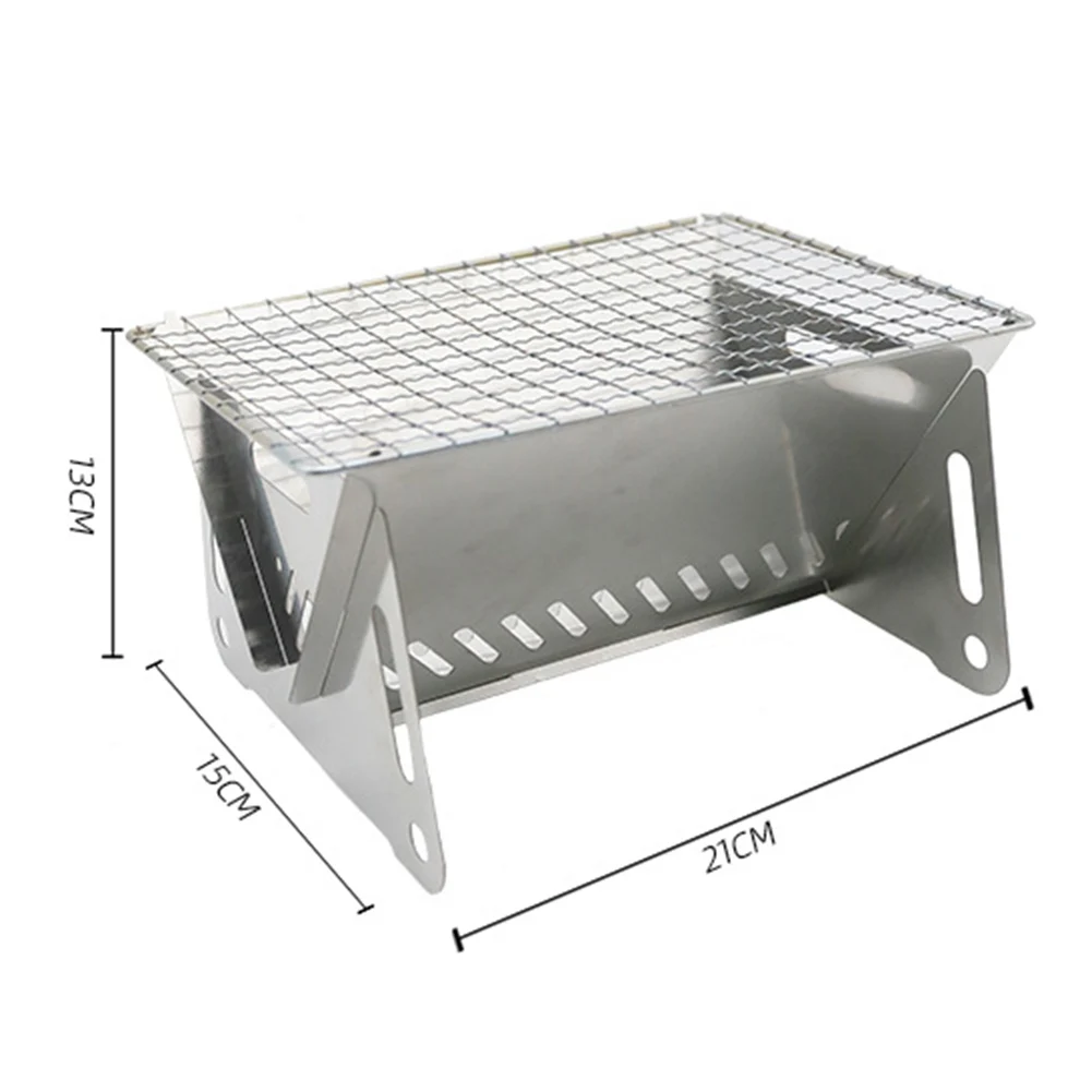 Portable Folding Barbecue Grill Heating Stoves Multifunction Camping BBQ Grill Rack Net Firewood Stove Stainless steel BBQ Grill