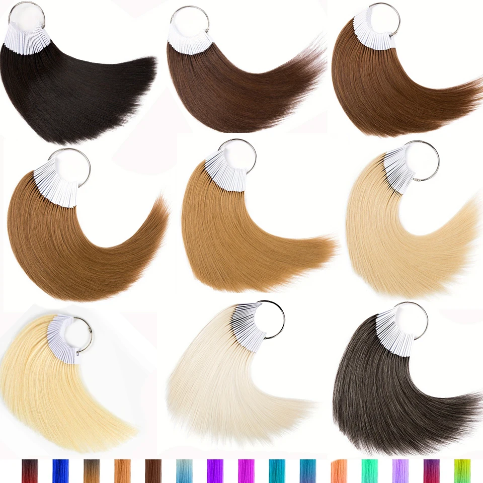 

100% Human Hair Swatches 30Pcs/Set Virgin Hair Color Swatch Ring Hair Extension Samples Testing Color For Salon Hairdressing