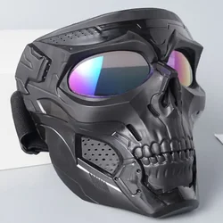 Maschera per il viso casco antivento all'aperto maschera per il cranio lenti rinforzate occhiali da moto maschera da equitazione sportiva cyberpunk party