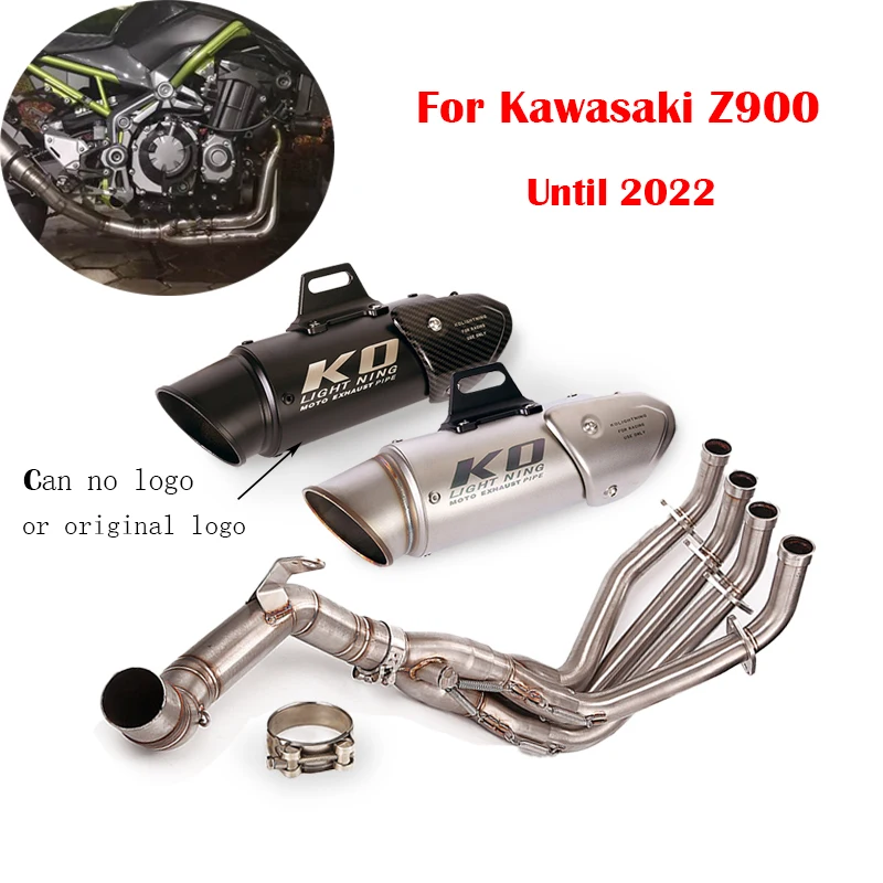 For Kawasaki Z900 Until 2022 Titanium Alloy Exhaust System Slip On Motorcycle Muffler Tail Pipe Tip 51mm Front  Header Link Tube