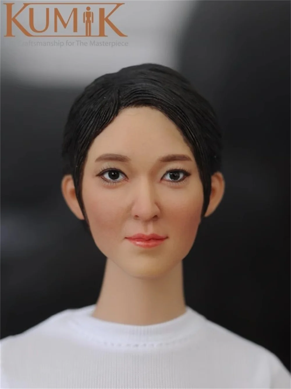 1/6th KUMIK KM16-51 Asia Orient Beauty Korean Girl Women with Long Black Hair Head Sculpt Carving Toys Model For 12