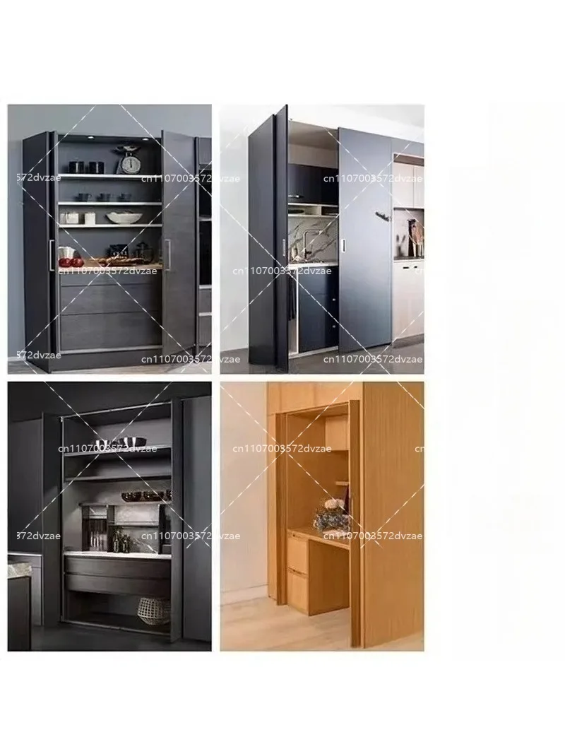 Clothes cabinet folding slide rail, side-mounted insertion sliding swing door, hidden track
