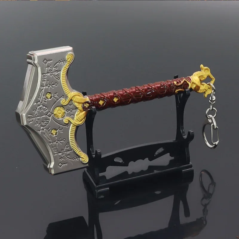 13 cm Tüm Metal Çekiç Thor Anahtarlık God of War Silah Kratos Mjölnir Kılıç Modeli Anahtarlık Oyunu Çevre Hediyeler Oyuncaklar Boys için