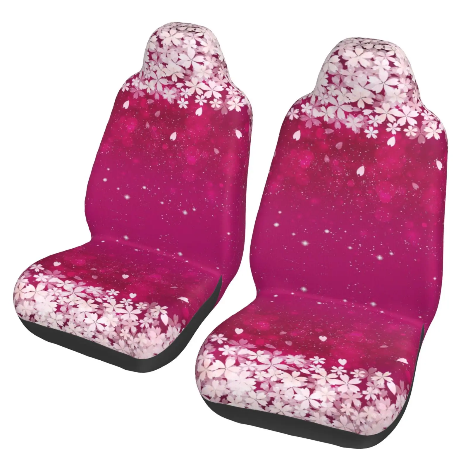 Cherry Blossoms Print 2 PCS Car Seat Covers Front Auto Seat Cover Breathable Car Bucket Seats Protector Covers Universal Fit