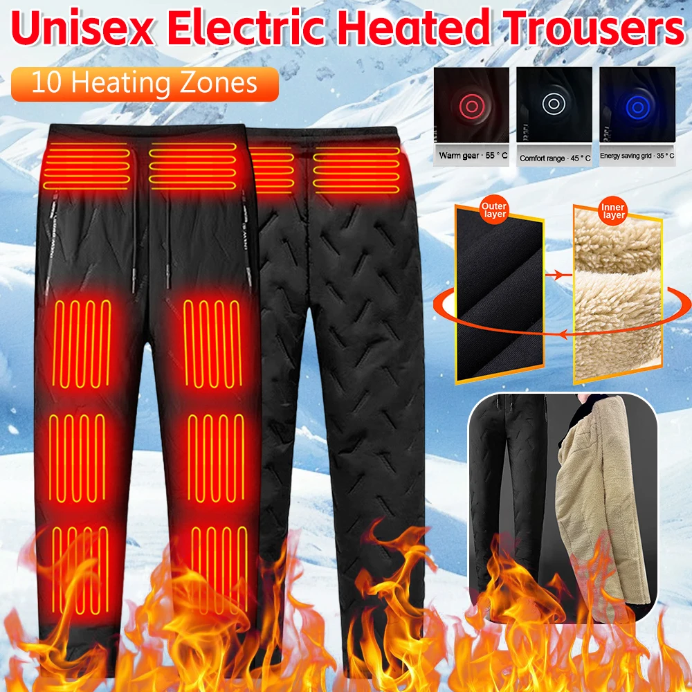 

10 Heating Zone Unisex Heated Pants Electric Heated Trouser Winter Waterproof Heating Warmer Pants Outdoor Sport Thermal Trouser
