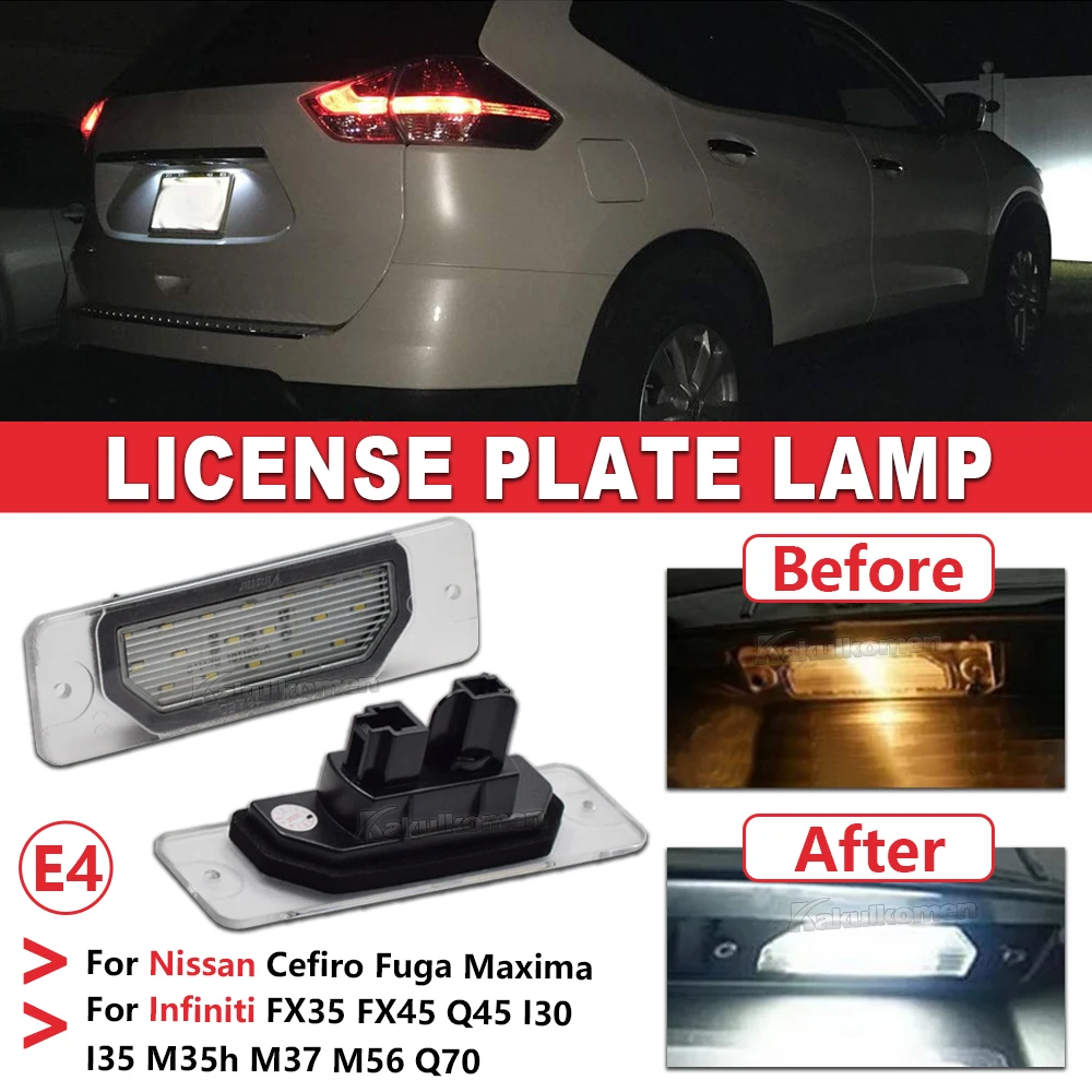 For Infiniti FX35/45 2003-2008 S50/Q45/I30/I35/M37/M56 Q70 Nissan Fuga Cefiro Led Numbr License Plate Light Lamp OEM Direct Fits