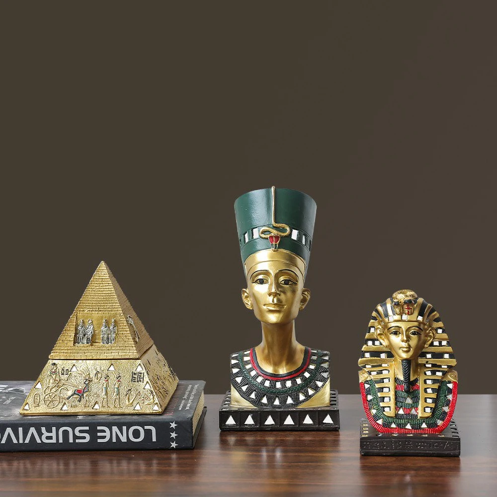 Egyptian Sphinx Resin Statue - Pharaoh Lion Body Human Face Sculpture, Hand-Painted Pyramid Guardian Isis Goddess Inspired Craft