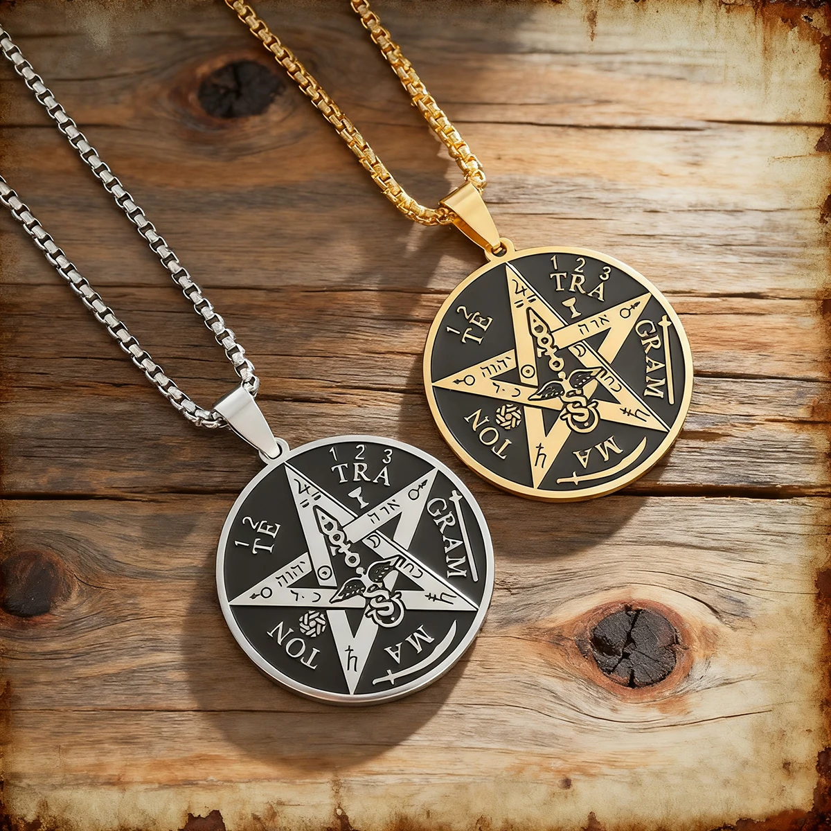 Witchcraft Pentagram Bracelets & Necklace Stainless Steel Men\\\\'s Jewish Hebrew Tetragrammaton Solomon Pendant Amulet Jewelry
