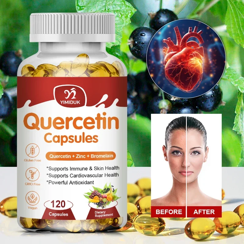 Vegan Quercetin Capsules, with Zinc & Green Tea, Fortify Immunity, Support Heart, Clear Free Radicals, for Adult