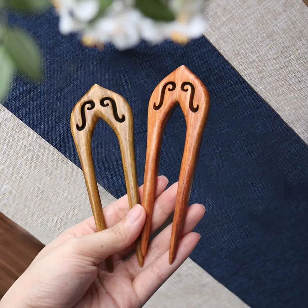 

Handmade Sandalwood U Shaped Hairpin Hair Sticks Antique Hairpin Hanfu Cheongsam Classic Headdress Hair Accessories