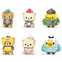 Anime Rilakkuma Building Blocks Doll Series Toys Girls Assembly Building Block Toys Desktop Ornaments Models Gifts Peripherals