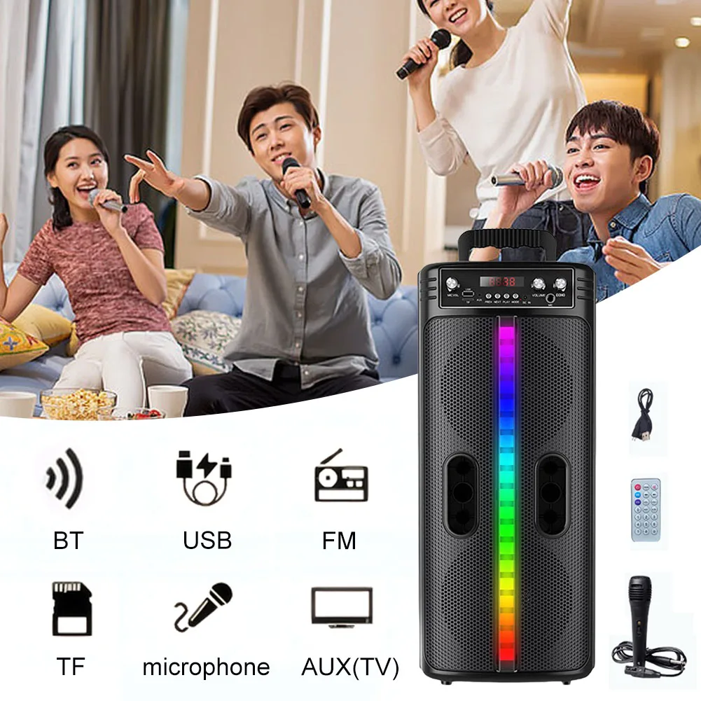 Bluetooth Speaker Subwoofer Bass Party Speakers with Remote Control & Microphone Stereo Loud Speaker System for Outdoor Party