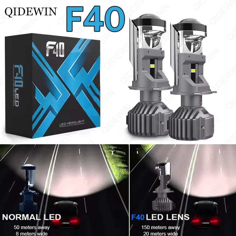 

F40 LED H4 Mini Lenses H4 Bi-led Projector 100W 12000LM Headlight Lens 9003 HB2 6000K LED Lamp For Car Motorcycle Retrofit