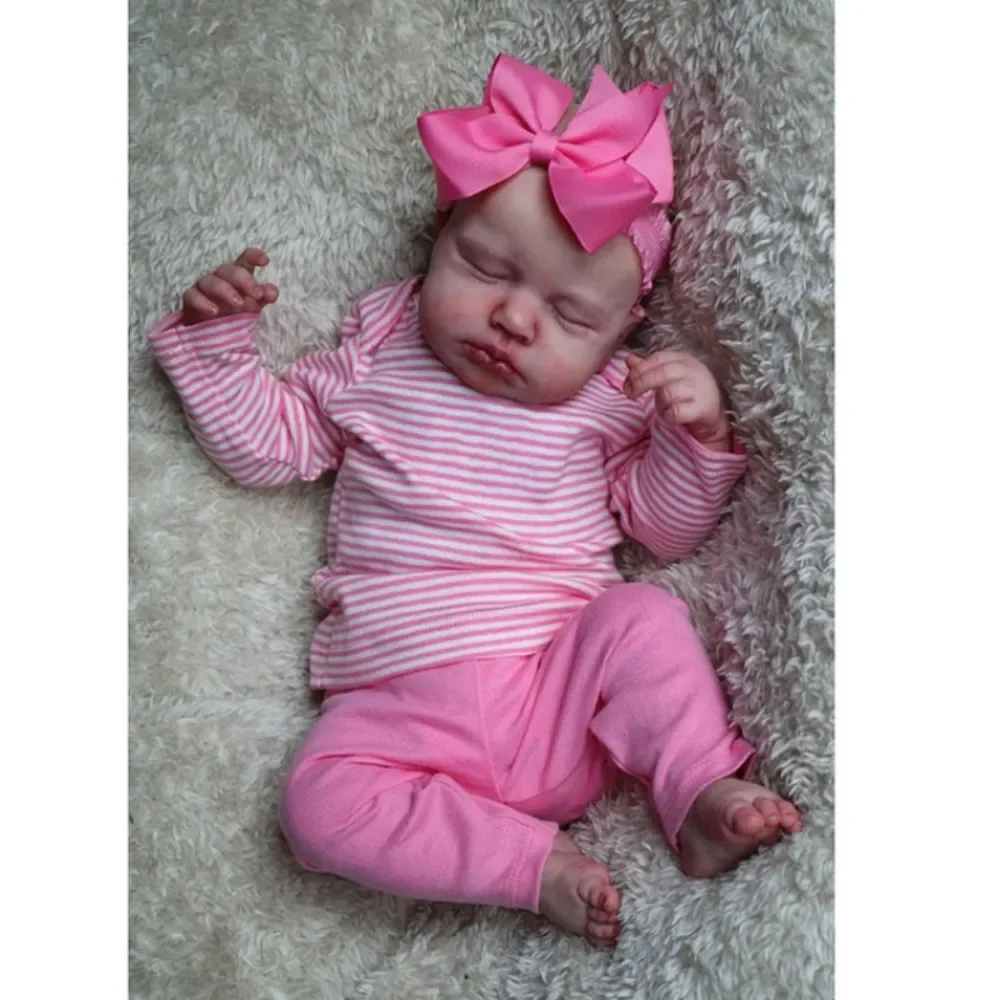 

19inch Reborn Baby Doll Loulou Asleep Soft Cuddly Body Lifelike 3D Skin with Visible Veins Muñeca Reborn Real Looking Baby Dolls