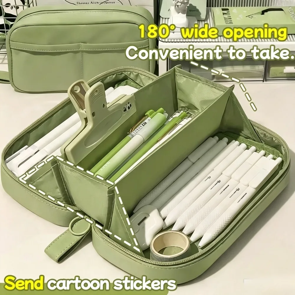 Large-capacity Volcano Pencil Case, 3-layer Compartment Storage, High-aesthetic Pencil and Stationery Organizer for Boys and Gir