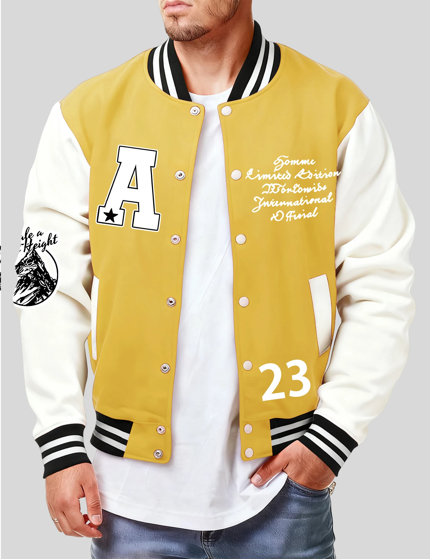 

Мужской бейсбольный трикотаж с пейзажными буквами и цифрами 23, свободные повседневные куртки, уличная флисовая верхняя одежда на пуговицах для мужчин