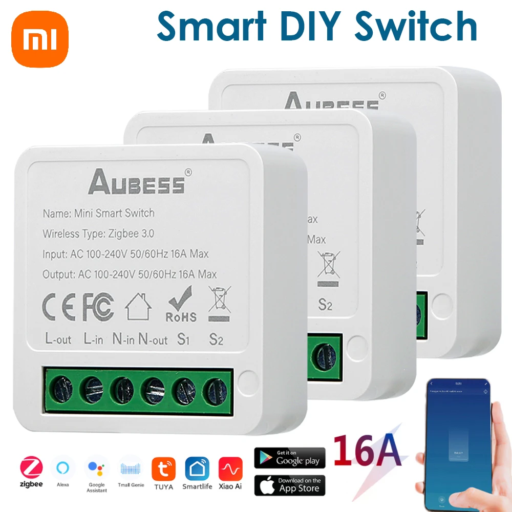 

Xiaomi ZigBee 3.0 Smart Light Switch 16A Smart Home Automation Breaker Supports 2 Way Work With Alexa Google Home Yandex Alice