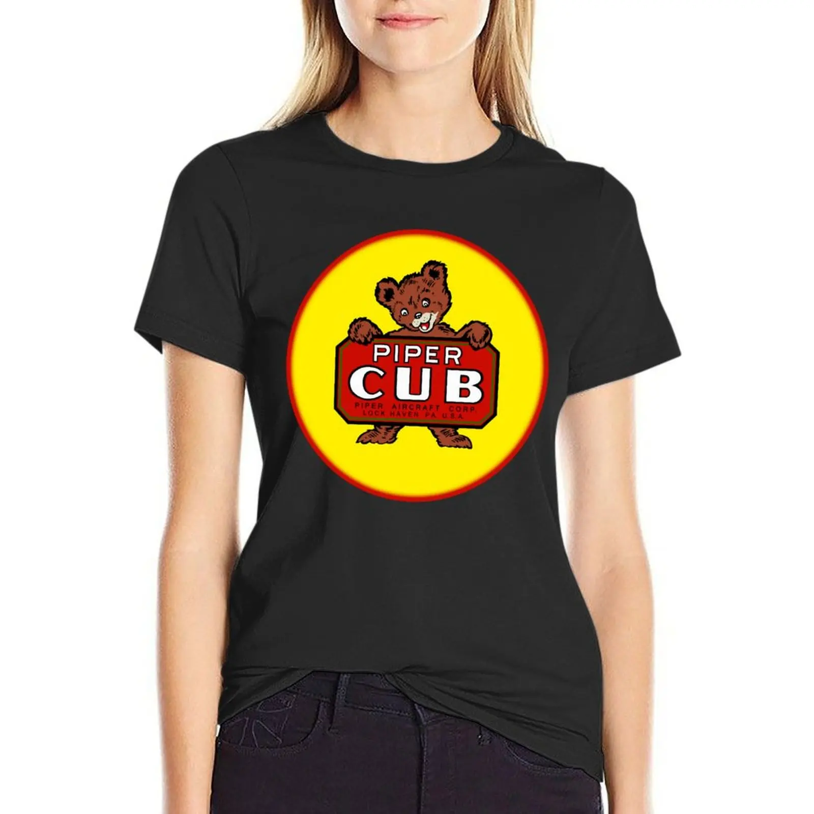 Piper Cub Aircraft T-Shirt sports fans customs korean fashion T-shirts for Women